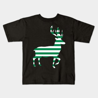 Glasgow Celtic Football Club Green and White Hooped Stag Silhouette Kids T-Shirt